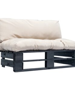 vidaXL Tuinbank met zandkleurige kussens pallet grenenhout