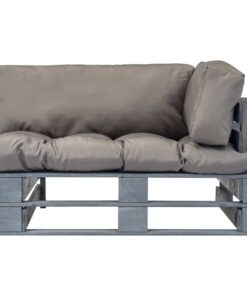 vidaXL Tuinbank pallet met grijze kussens grenenhout