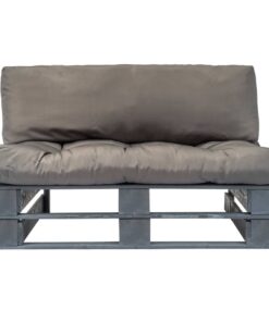 vidaXL Tuinbank pallet met grijze kussens grenenhout