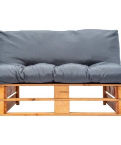 vidaXL Tuinbank pallet met grijze kussens grenenhout