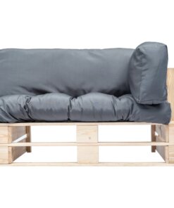 vidaXL Tuinbank pallet met grijze kussens grenenhout