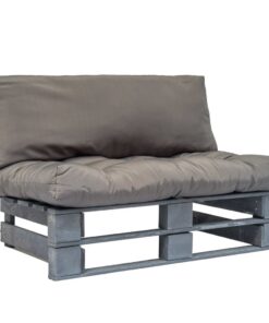 vidaXL Tuinbank pallet met grijze kussens grenenhout