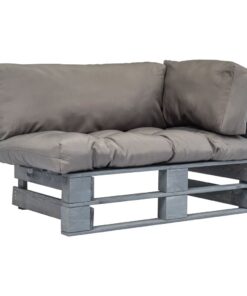 vidaXL Tuinbank pallet met grijze kussens grenenhout