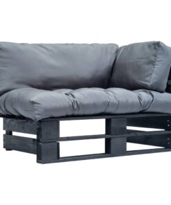 vidaXL Tuinbank pallet met grijze kussens grenenhout