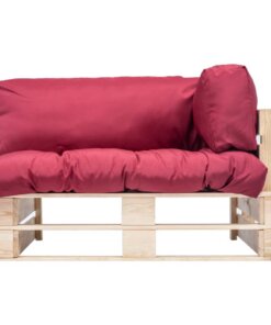 vidaXL Tuinbank pallet met rode kussens grenenhout