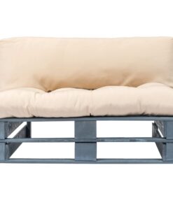vidaXL Tuinbank pallet met zandkleurige kussens grenenhout