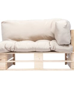 vidaXL Tuinbank pallet met zandkleurige kussens grenenhout