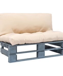 vidaXL Tuinbank pallet met zandkleurige kussens grenenhout