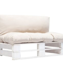 vidaXL Tuinbank pallet met zandkleurige kussens grenenhout