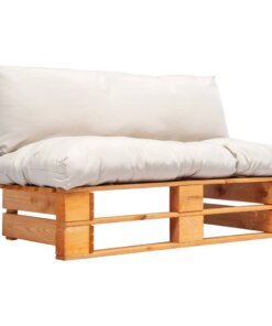 vidaXL Tuinbank pallet met zandkleurige kussens grenenhout
