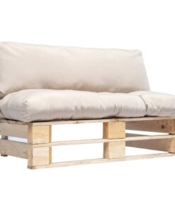 vidaXL Tuinbank pallet met zandkleurige kussens grenenhout