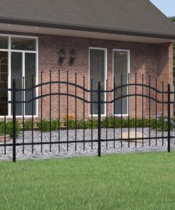 vidaXL Tuinhek met speerpunt zwart 239x100 cm gepoedercoat staal