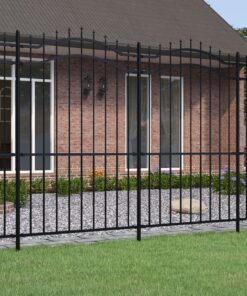 vidaXL Tuinhek met speerpunt zwart 239x175 cm gepoedercoat staal