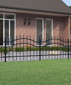 vidaXL Tuinhek met speerpunt zwart 239x75 cm gepoedercoat staal