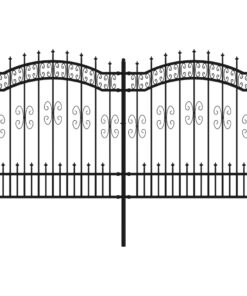 vidaXL Tuinhek met speerpunt zwart 240x125 cm gepoedercoat staal