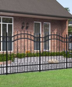 vidaXL Tuinhek met speerpunt zwart 240x125 cm gepoedercoat staal