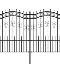 vidaXL Tuinhek met speerpunt zwart 240x150 cm gepoedercoat staal