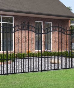 vidaXL Tuinhek met speerpunt zwart 240x150 cm gepoedercoat staal