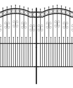 vidaXL Tuinhek met speerpunt zwart 240x175cm gepoedercoat staal