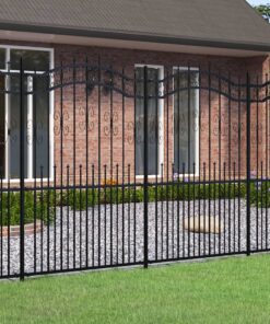 vidaXL Tuinhek met speerpunt zwart 240x175cm gepoedercoat staal