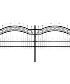 vidaXL Tuinhek met speerpunt zwart 240x75 cm gepoedercoat staal