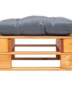 vidaXL Tuinpoef met grijs kussen pallet hout honingbruin