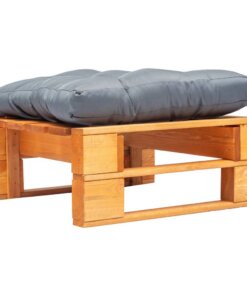 vidaXL Tuinpoef met grijs kussen pallet hout honingbruin