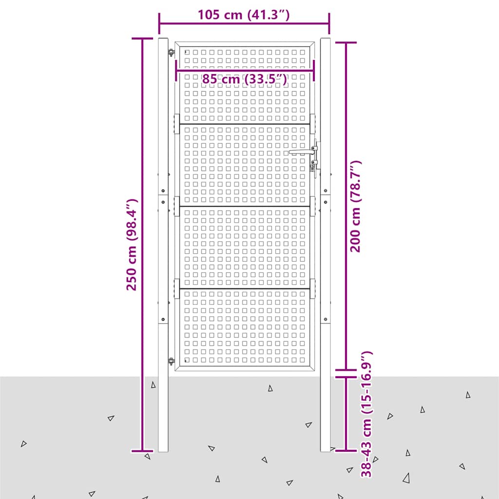 vidaXL Tuinpoort Antraciet 100x200 cm Staal - Image 6