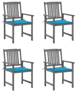 vidaXL Tuinstoelen 4 st met kussens massief acaciahout grijs