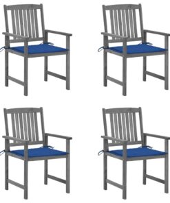 vidaXL Tuinstoelen 4 st met kussens massief acaciahout grijs
