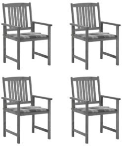 vidaXL Tuinstoelen 4 st met kussens massief acaciahout grijs