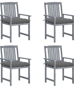 vidaXL Tuinstoelen 4 st met kussens massief acaciahout grijs