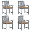 vidaXL Tuinstoelen 4 st met kussens massief acaciahout grijs
