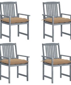 vidaXL Tuinstoelen 4 st met kussens massief acaciahout grijs
