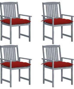 vidaXL Tuinstoelen 4 st met kussens massief acaciahout grijs
