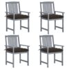 vidaXL Tuinstoelen 4 st met kussens massief acaciahout grijs