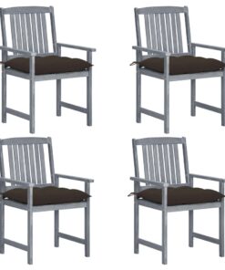 vidaXL Tuinstoelen 4 st met kussens massief acaciahout grijs