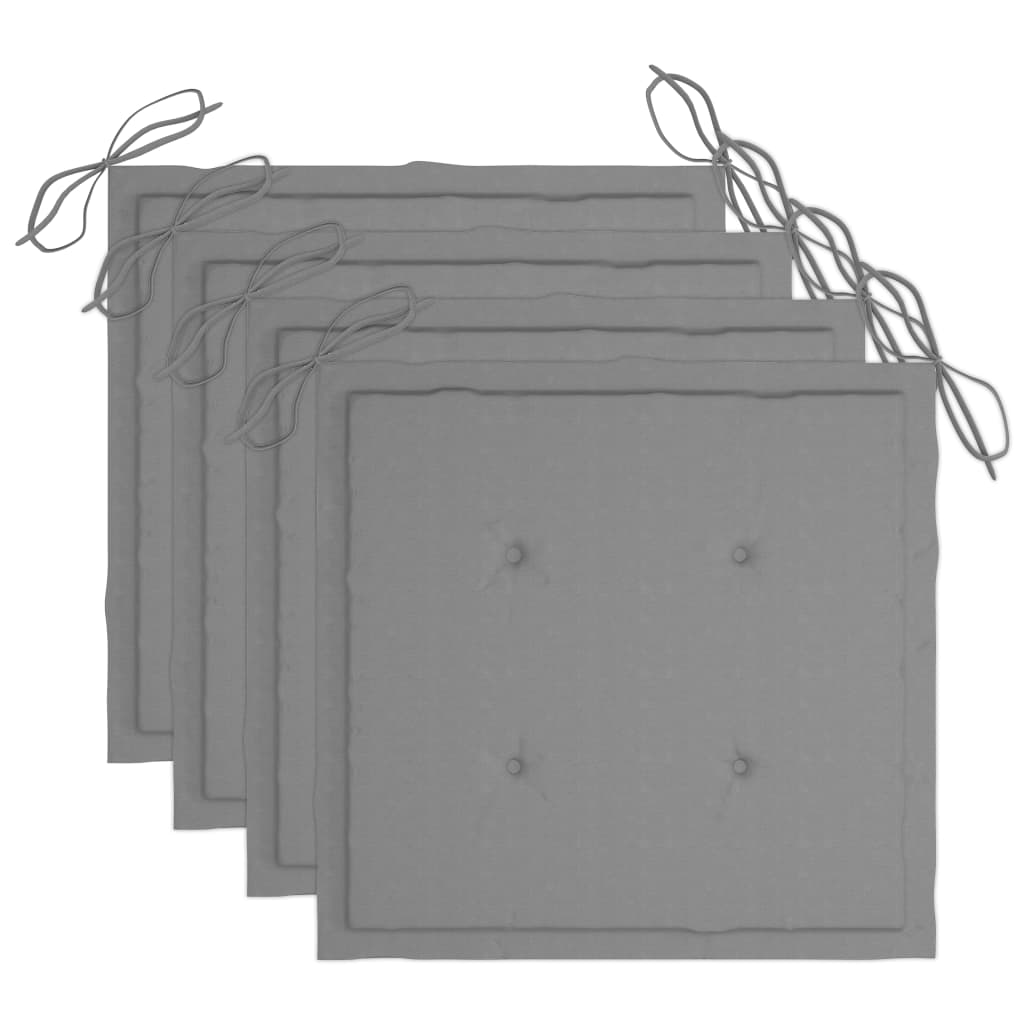 vidaXL Tuinstoelen 4 st met kussens massief acaciahout grijs - Afbeelding 7