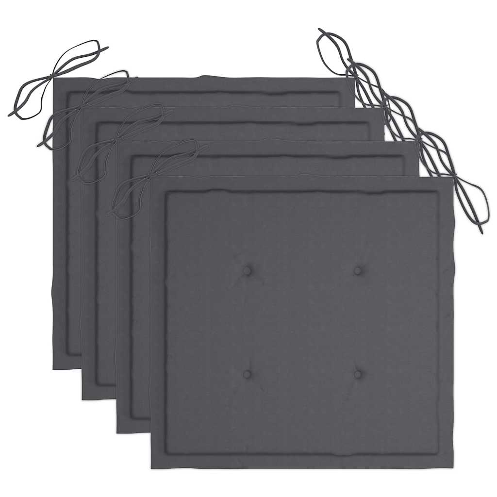 vidaXL Tuinstoelen 4 st met kussens massief acaciahout grijs - Afbeelding 7