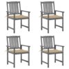vidaXL Tuinstoelen 4 st met kussens massief acaciahout grijs