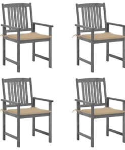 vidaXL Tuinstoelen 4 st met kussens massief acaciahout grijs