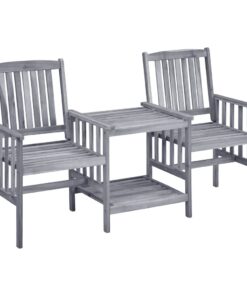 vidaXL Tuinstoelen met tafeltje en kussens massief acaciahout