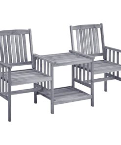 vidaXL Tuinstoelen met tafeltje en kussens massief acaciahout