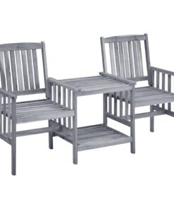 vidaXL Tuinstoelen met tafeltje en kussens massief acaciahout