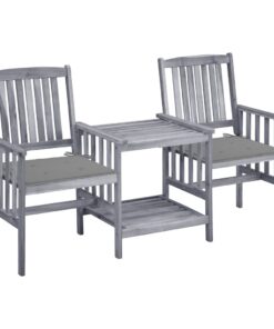 vidaXL Tuinstoelen met tafeltje en kussens massief acaciahout