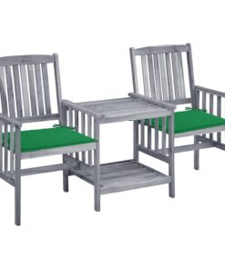 vidaXL Tuinstoelen met tafeltje en kussens massief acaciahout