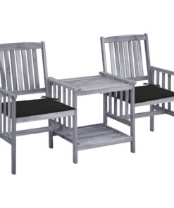 vidaXL Tuinstoelen met tafeltje en kussens massief acaciahout