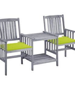 vidaXL Tuinstoelen met tafeltje en kussens massief acaciahout