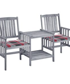 vidaXL Tuinstoelen met tafeltje en kussens massief acaciahout