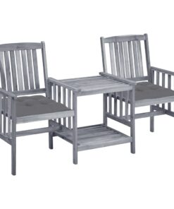 vidaXL Tuinstoelen met tafeltje en kussens massief acaciahout